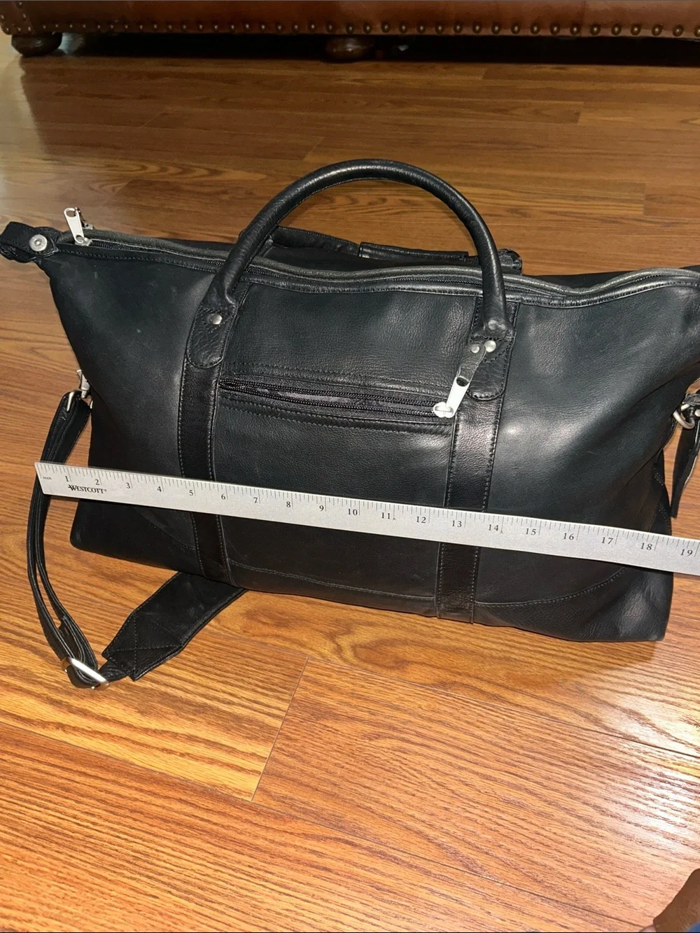 Canyon Outdoors Leather Good Black Soft Leather Weekender XL Duffle Bag - Men